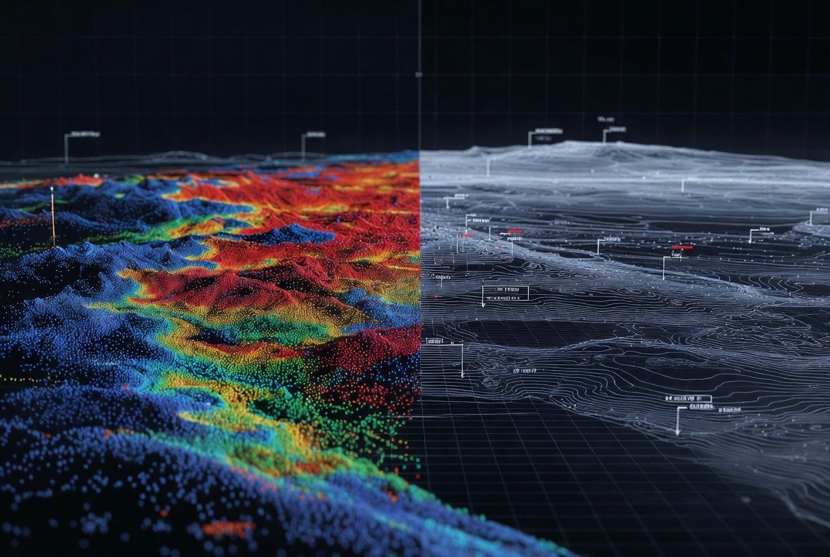 Colorized point cloud and digital terrain model